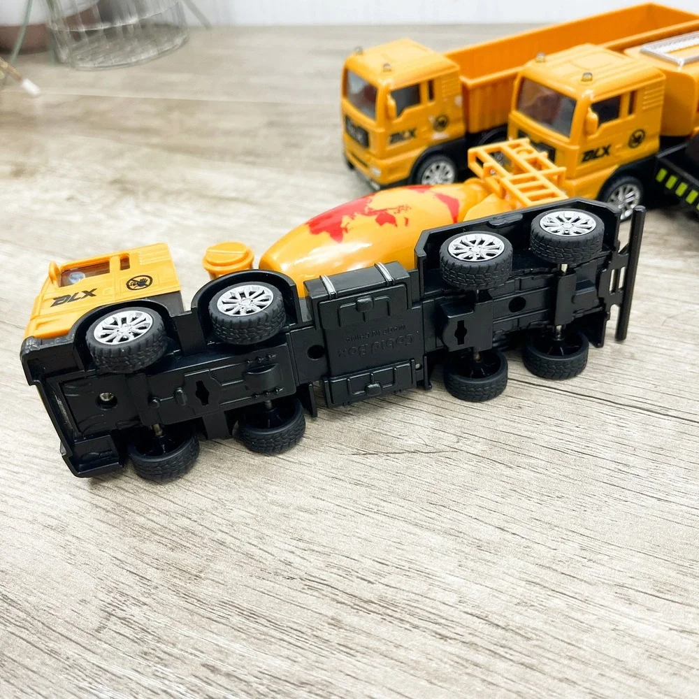 Cobid Box Yellow Construction Vehicle Toy Set Cement Mixer Tanker Roller 4pc